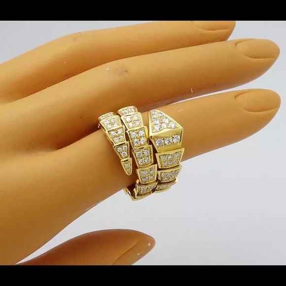 Bulgari Gold 2.85 tcw Diamond Snake Ring Size 7 - Picture 3 of 5